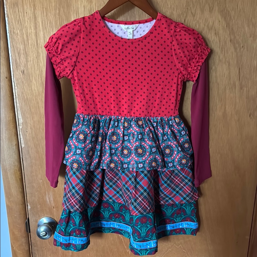 Dark Red, Green, and Maroon Dress